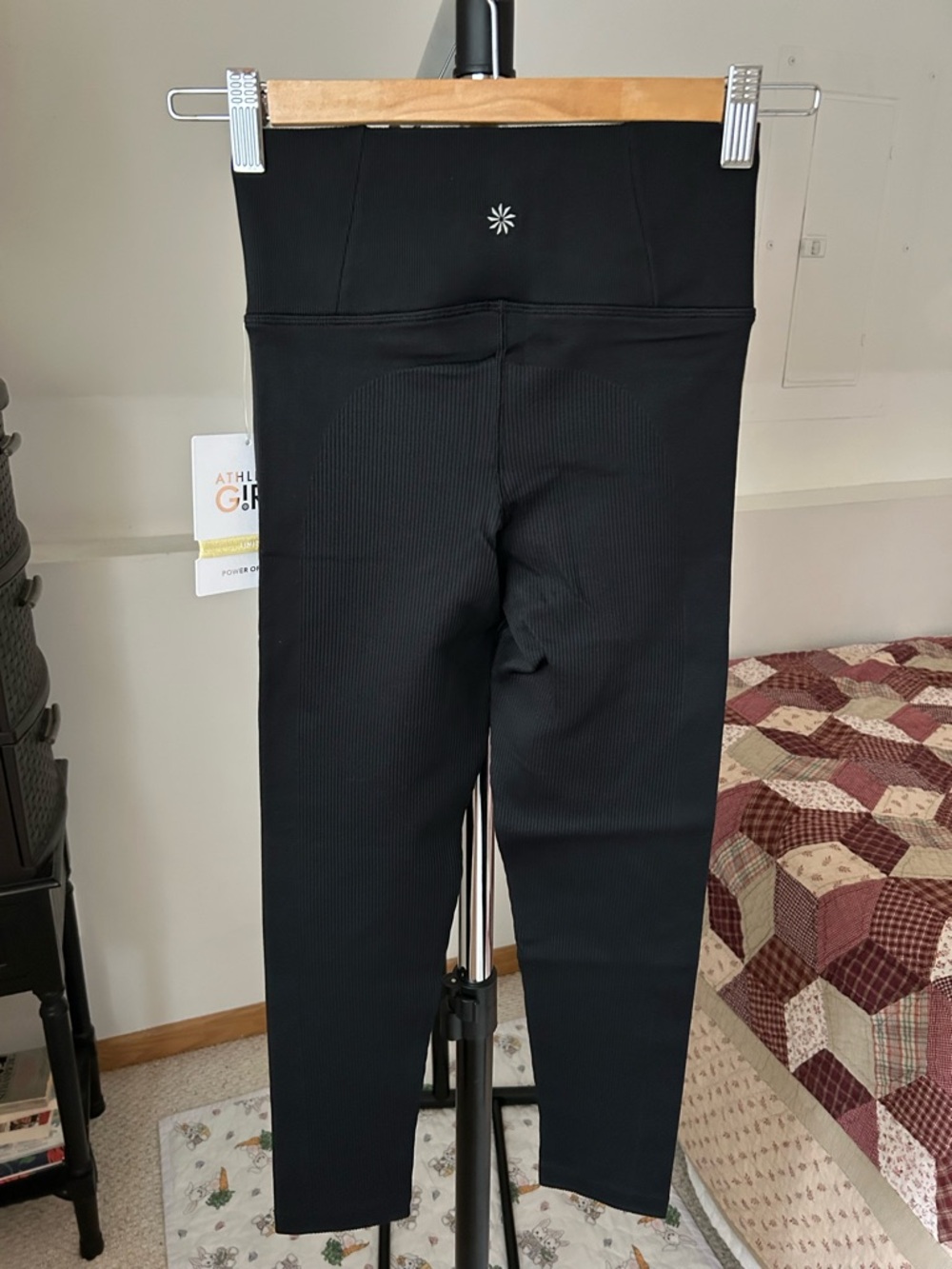 Athleta Girl Rise Above Rib Seamless Tight Leggings Black NWT XL 14